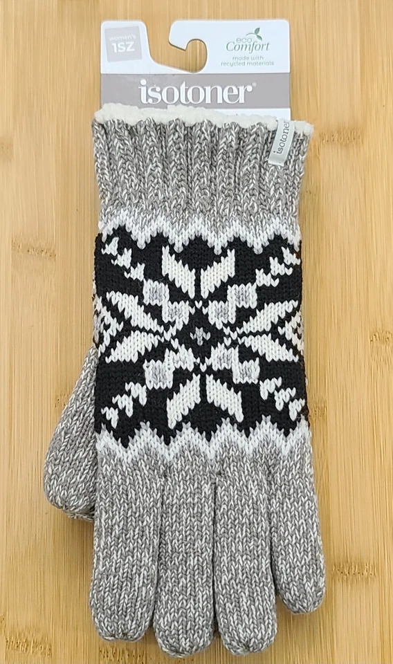 Isotoner Women's SmartDri Textured Knit Glove Sherpasoft Spill Heather Gray OS
