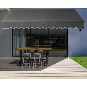 ALEKO Motorized Black Frame Retractable Home Patio Canopy Awning 16'x10' Black - Picture 1 of 13