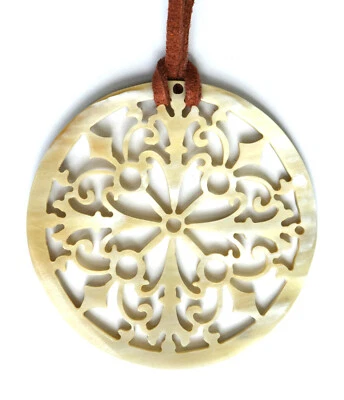 camilieri Horn Büffelhorn Anhänger Kette Hornanhänger beige natur handmade NEU - Bild 1 von 2