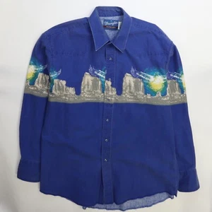 Camicia vintage Wrangler Western con bottoni taglia XL Eagle Mountain - Foto 1 di 5