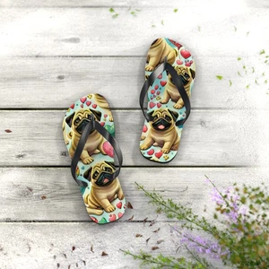 Mops Flip Flops, süße Hunde Beachwear, Sommerschuhe, Hundeliebhaber - Bild 1 von 13