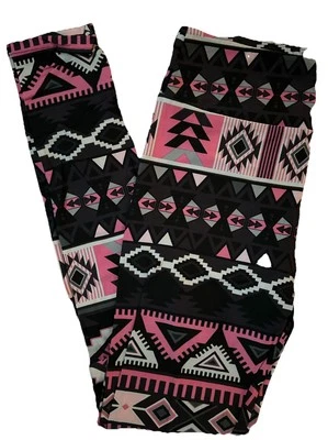 OS Lularoe Leggings Tribal Southwestern Aztec Mayan Hot Pink Black NEW 257771 - Image 1 of 4