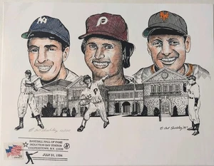 Leo Durocher, Phil Rizzuto, Steve Carlton Limited Ed. Hall Of Fame Print 10/100 - Picture 1 of 3