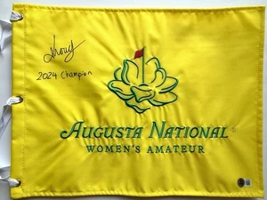 Lottie Woad signed Augusta National Womens Amateur Flag Masters golf beckett coa - Picture 1 of 12