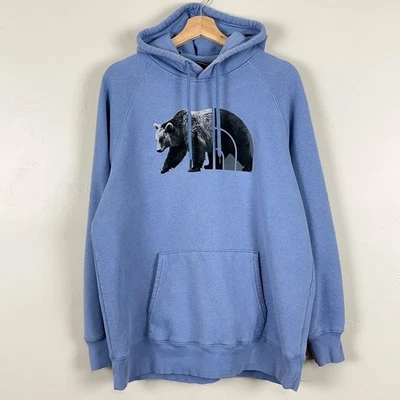 The North Face Sweatshirt Women XL Bear Graphic Dome Blue Hoodie - Image 1 of 4