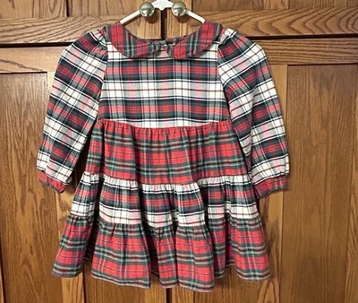 Vestido Vintage Bonnie Jean Talla 4 Navidad Cuadros Cuello Peter Pan ¡EXCELENTE ESTADO USADO! Foto 1 de 4