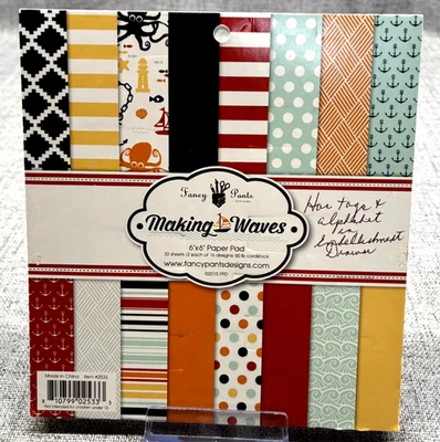 Fancy Pants Making Waves 6x6 Scrapbooking Paper Pad Cardstock 32 Sheets NEW - Image 1 of 4