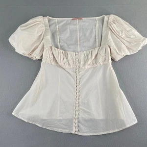 Maggie Marilyn 100% Organic Cotton Milk Maid Cottage Puff Sleeve Blouse Size 6 - Picture 1 of 15
