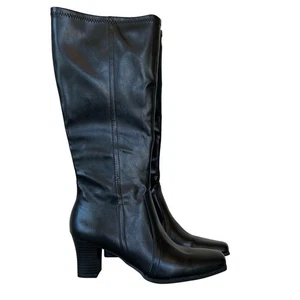 Predicciones Botas Altas Imitación Cuero Puntera Cuadrada Bloque Tacón Clásico Glam 6.5  - Imagen 1 de 13