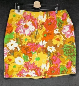 Talbots Petite Floral Baumwolle gerader Rock Leinen Boho Hawaii Plus 20WP neu ohne Etikett - Bild 1 von 7