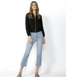 Sass Bomber Jacket Size 16 Black Somedays Zip Up Lightweight Long Sleeve - Foto 1 di 17