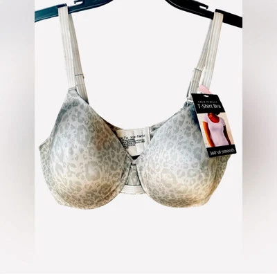 Sujetador para mujer Bali One U con aros liso cobertura completa 36D estampado de leopardo gris nuevo con etiquetas Foto 1 de 4
