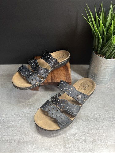 CLARKS Sandali Clark's Lauriann in pelle eco misura 8M cinturino piatto "Snap"