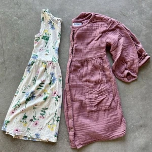 SET OF 2 DRESSES — Old Navy + H&M Girls Mauve Rose Pink & Floral Dress Sz S 6/7 - Picture 1 of 6