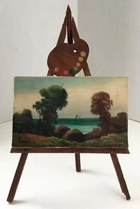 MINATURE PAINTING ON EASEL SIGNED - Picture 1 of 5