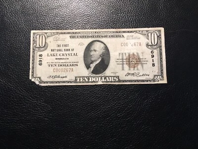 National Bank Note Lake Crystal Minnesota Damaged Pieces Replaced See Photos - Image 1 of 4