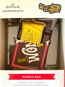 Hallmark Willy Wonka & The Chocolate Factory Wonka Bar w/ Golden Ticket Ornament - Picture 1 of 1