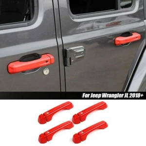 Cubierta de manija de puerta exterior roja para Jeep Wrangler JL y JT 2018+ 4 puertas - Imagen 1 de 7
