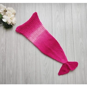 Hand Crochet Pink Mermaid Tail Blanket Snuggle Foot-warmer Child Kids 3' - Picture 1 of 8