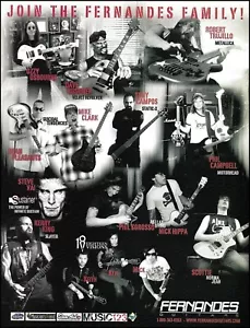 Fernandes Guitar Family Ad Dave Kushner Ozzy Osbourne Steve Vai Phil Campbell - Picture 1 of 3