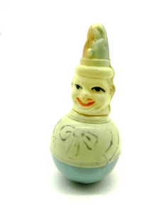 Vintage Celluloid Clown Roly Poly Toy Doll 3" - Picture 1 of 7