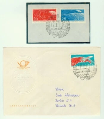 Germany DDR 1961 FDC And Cut Square Of First Man In Space, Yuri A. Gagarin Issue - Image 1 of 4