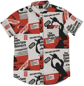 NEW Creepy Co. TEXAS CHAINSAW MASSACRE One Sheet BUTTON-UP DRESS SHIRT XS-4XL - Picture 1 of 6