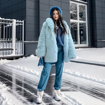 Abrigo chaqueta de piel de zorro real azul invierno para mujer solapa cálido grueso abrigo de piel natural Foto 1 de 4