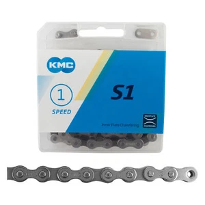 KMC S1 Chain - Single Speed 1/2" x 1/8", 112 Links, Silver/Black - Picture 1 of 1