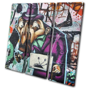 Street Urban Grunge Wall Graffiti TREBLE CANVAS WALL ART Picture Print - Picture 1 of 1