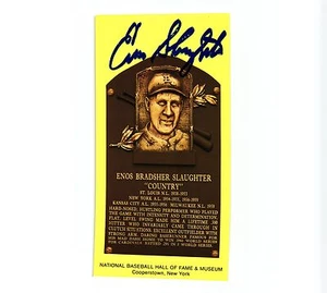 HALL OF FAME "ENOS SLAUGHTER" SIGNED 1995 PLAQUE POSTCARD - Bild 1 von 2