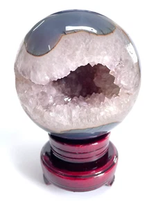 4.4LB Agate Geode Sphere Crystal Ball Reiki Healing Energy Decoration , D:11.7cm - Picture 1 of 11