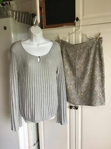 2-teiliges Set Old Navy Rock Gr. 18 mit Apt. Shirt 9 Größe L grau geblümt - Bild 1 von 10