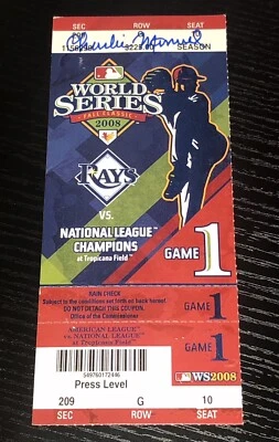 Charlie Manuel Signed Autograph 2008 World Series Game 1 Ticket Phillies JSA COA - Image 1 of 2