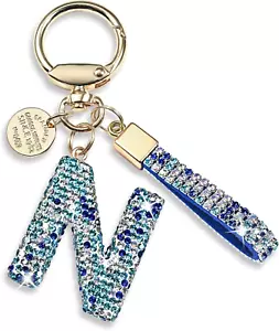 Pink Blue White Initial Letter Keychain Gift for Women Girls Bling Sparkly Cute - Picture 1 of 13
