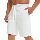 M-2Xl Mens Pants Polyester Short Solid Color Sports Beach Casual Drawstring