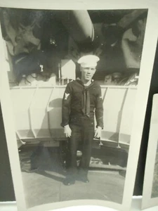 1940s USN NAVY-3 Photos Sailors-1st Class Gunners Mate/Petty Officer-Tanker Ship - Picture 1 of 12