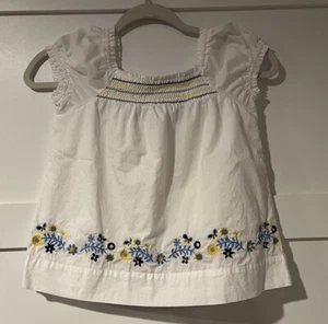 The Children’s Place Girl’s White Embroidered Floral Shirt - Size Medium (7/8) - Picture 1 of 3