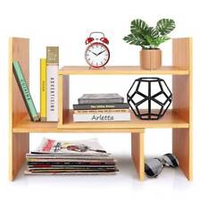 Adjustable Desk Bookshelf Desktop Storage Organizer Display Shelf Rack Wooden