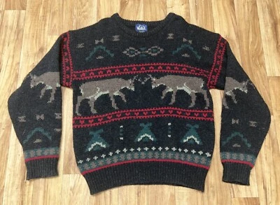 VTG Woolrich 100% Wool Deer Elk Nordic Sportsman Festive Holiday Sweater Medium - Image 1 of 4
