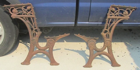 Antique EH STAFFORD MFG / Acme Automatic Cast Iron School Desk Ends / Side Legs Cover