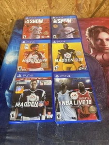 MLB The Show 22 Madden 18-20 NBA Live 18 The Show 19 Ps4 Sports Lot - Picture 1 of 4