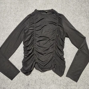 AFRM Shirt Womens XL Black Mesh Sheer Bodycon WhimsyGoth Witchy Grunge Punk  - Picture 1 of 9