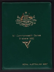 RAM 1982 Mint Set Brisbane Commonwealth Games 6 Coin Green Folder - Bild 1 von 3