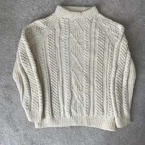 Standun Fisherman Pullover Erwachsene Medium Wolle Irland Zopfmuster elfenbein grob handgestrickt - Bild 1 von 5