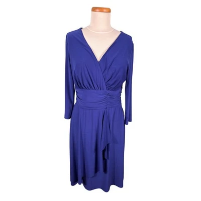 Black Label by Evan Picone Wrap Dress Women's Size 10 Purple Lined V-Neck Event - Image 1 of 4