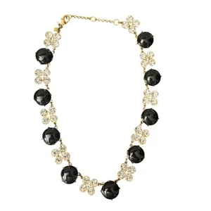 Ann Taylor Rhinestone And Black Statement Necklace - Picture 1 of 3