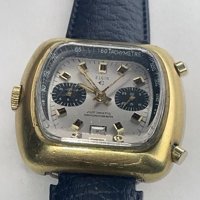 Vintage Elgin TV Case Cal. 12 Gold Tone Automatic Chronograph Wristwatch - Image 1 of 4