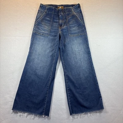 Pantalones de mezclilla KUT from the Kloth para mujer talla 4 azul Meg Fab Ab ancho corto dobladillo crudo elástico Foto 1 de 4