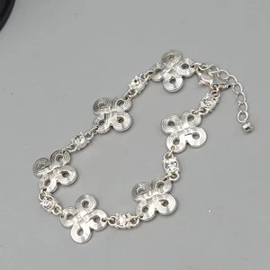 Ann Taylor Bracelet Silver Tone Crystal Accent Adjustable Toggle Chain 8 Inch NW - Picture 1 of 9